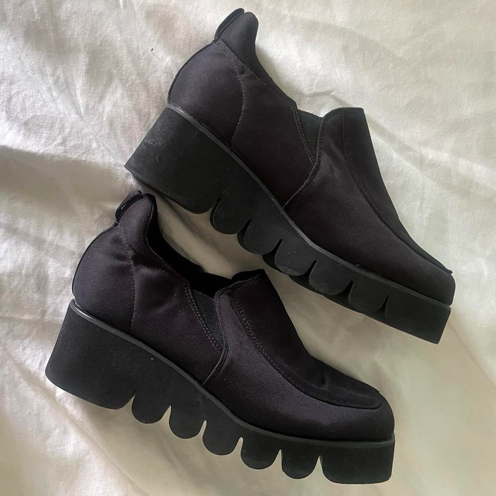 Cool and weird futuristic chunky slip on black wedge platform heels - Picture 5 of 11